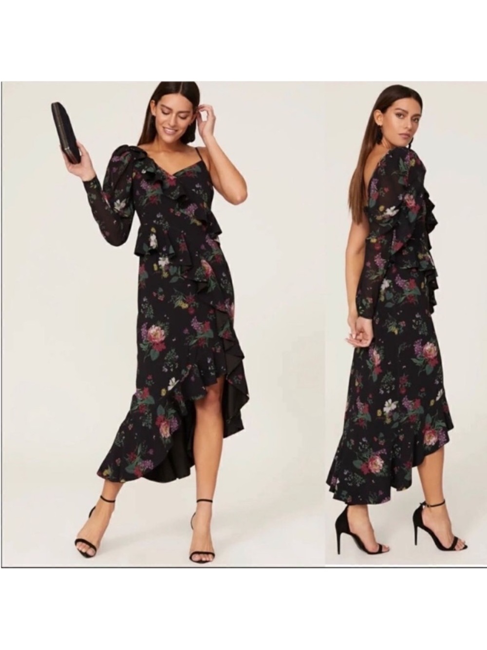 AMUR Pasqualena One Shoulder Dress Black Womens Size 4
